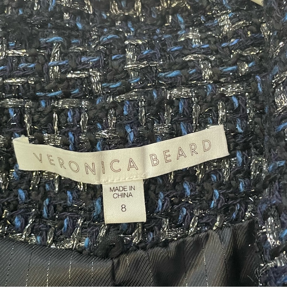 Veronica Beard Cooke Dickey Jacket Navy Blue Tweed Size 8 - Picture 2 of 9